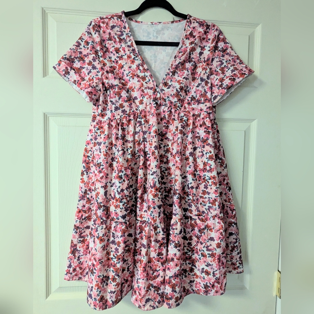 Floral Babydoll Dress Flowy Summer Lightweight Vibrant Bold Statement